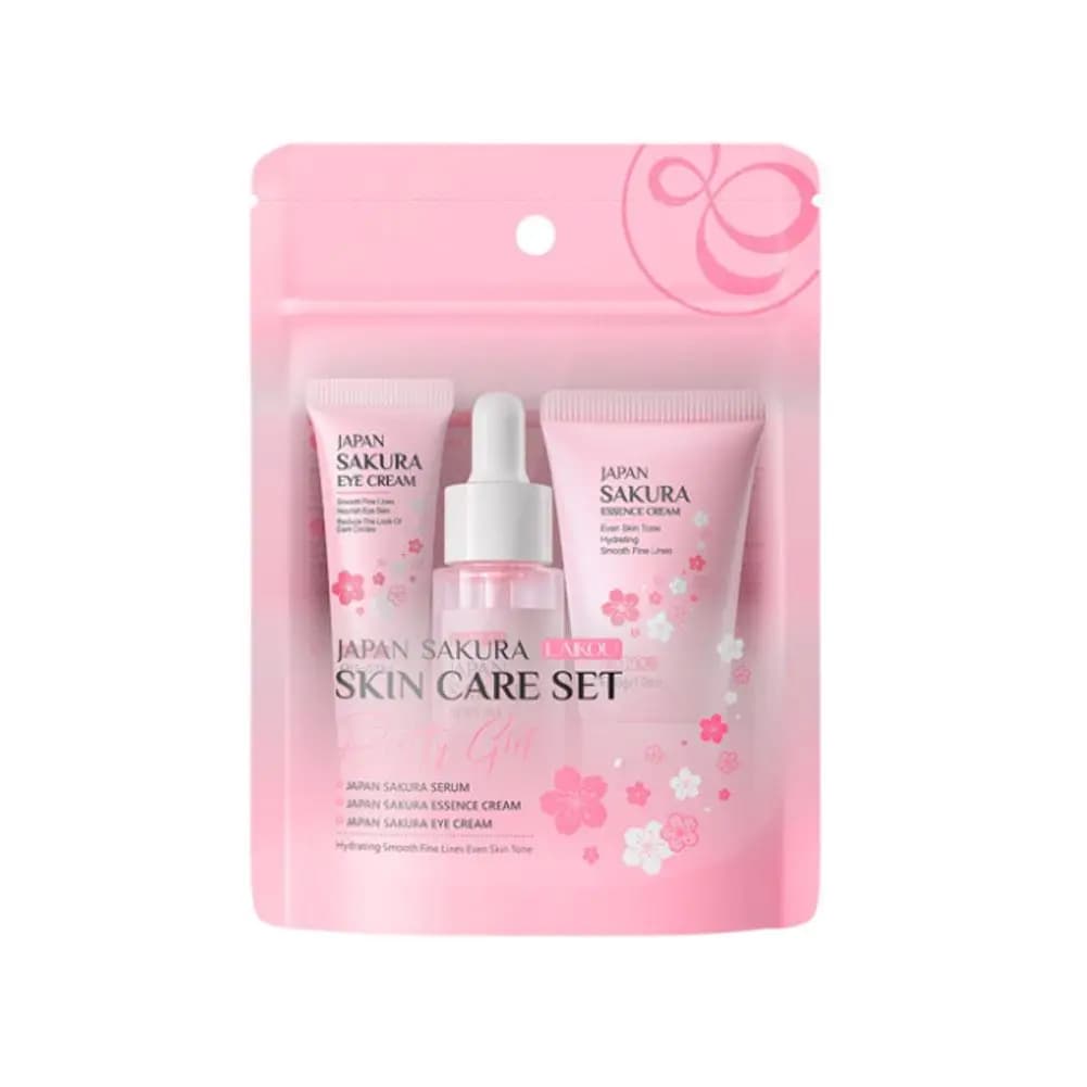Sakura skincare set with cream, serum and toner — image 7