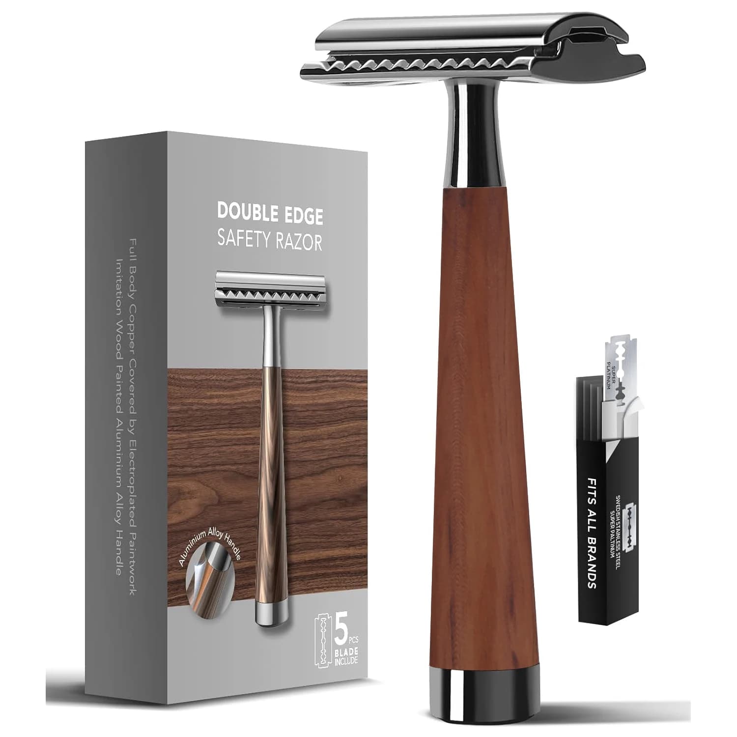 double edge safety razor with zinc alloy handle and Swiss blades — image 7