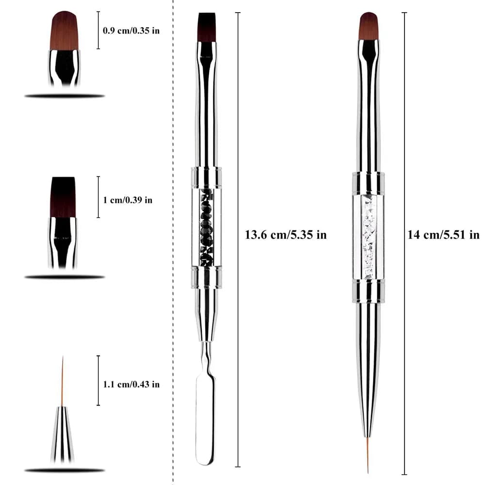 dual-ended nail art brush with gel builder and rhinestone tip — image 6