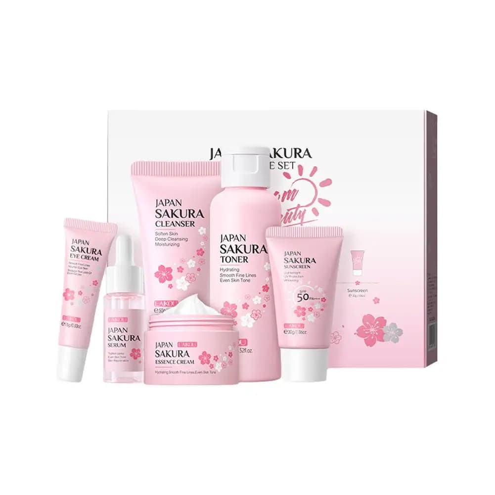 Sakura skin care set with six products in a gift box — image 6