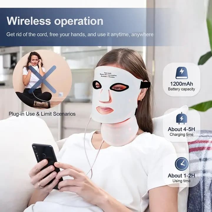 silicone LED therapy mask covering face and neck — image 6