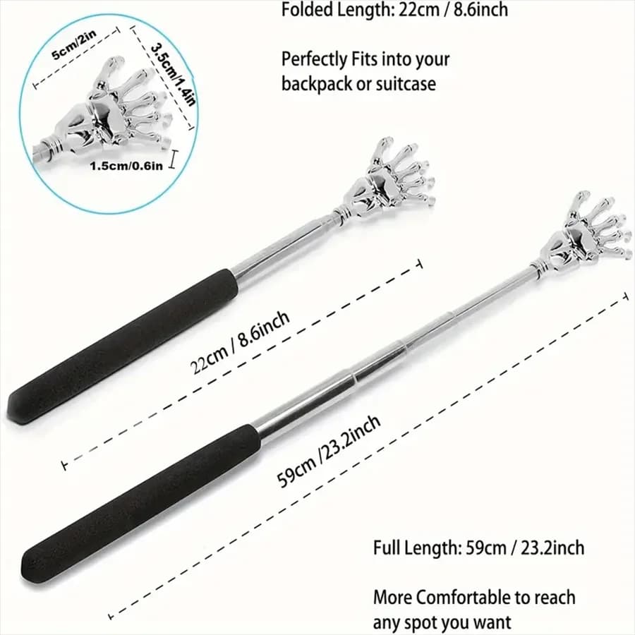 compact telescopic stainless steel back massager — image 3