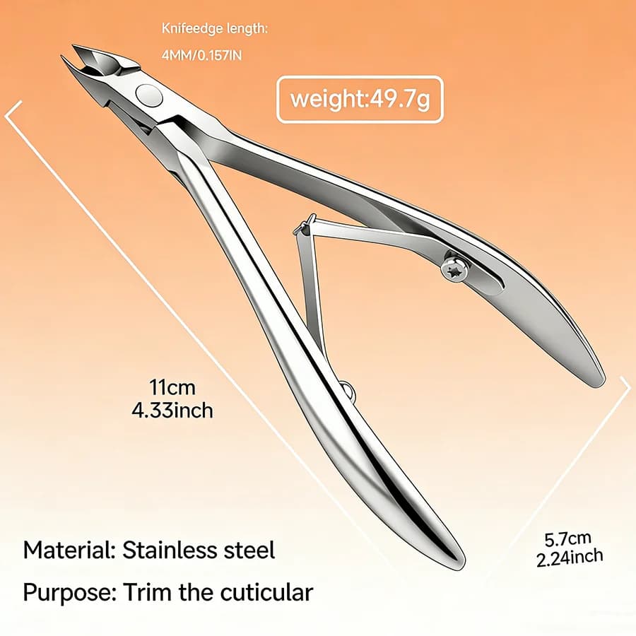 stainless steel cuticle trimmer set with 5 mm jaws — image 3