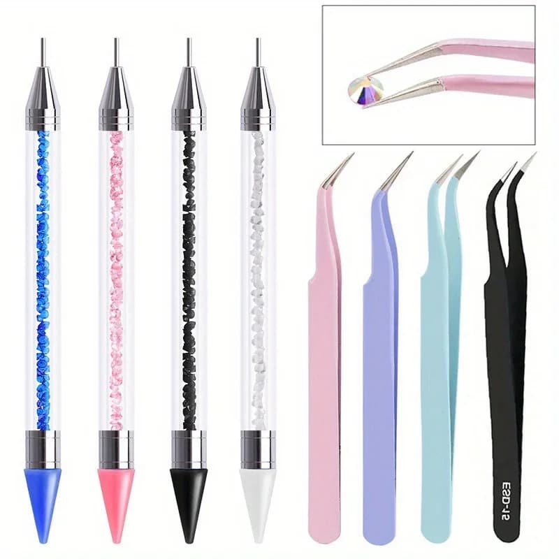 Diamond Double‑Ended Manicure Pens with Crayons – 2‑Piece Set