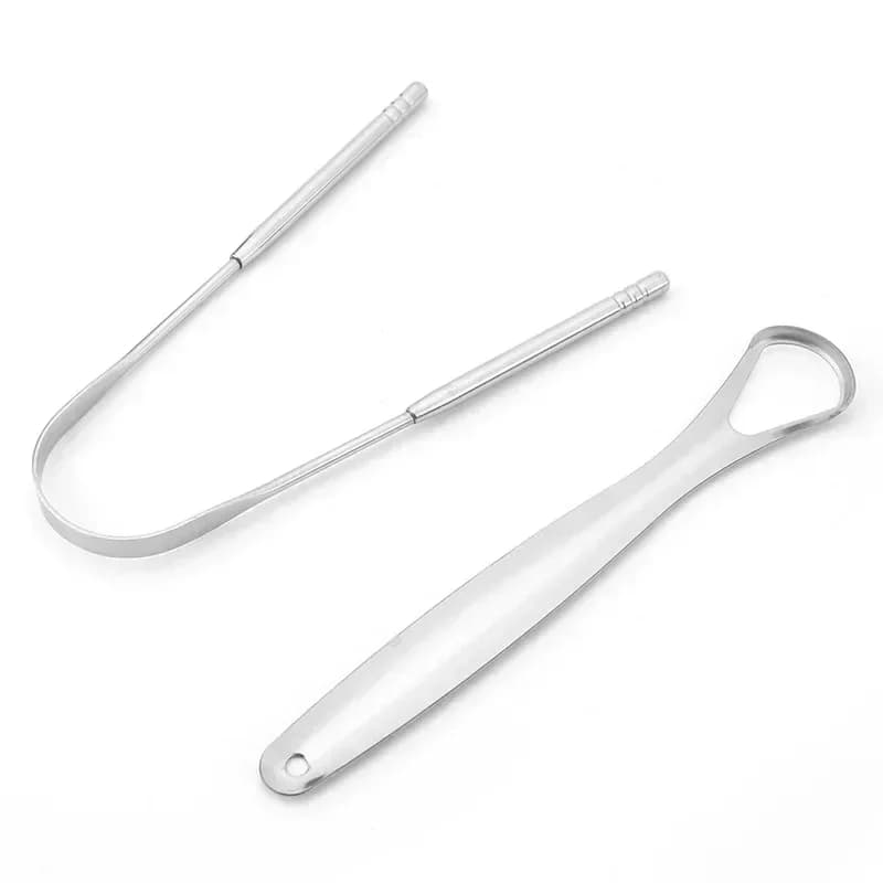 Stainless steel tongue scraper with non‑slip handle — image 3