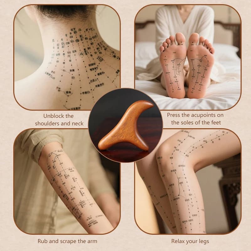 Sandalwood Gua Sha massage tool for neck, back and feet — image 3