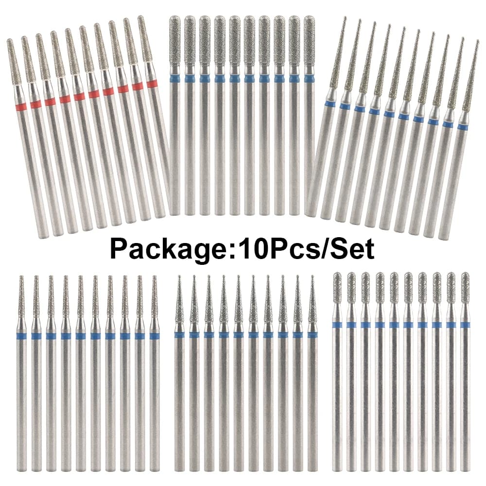 set of 10 diamond milling cutters for nail drill — image 4