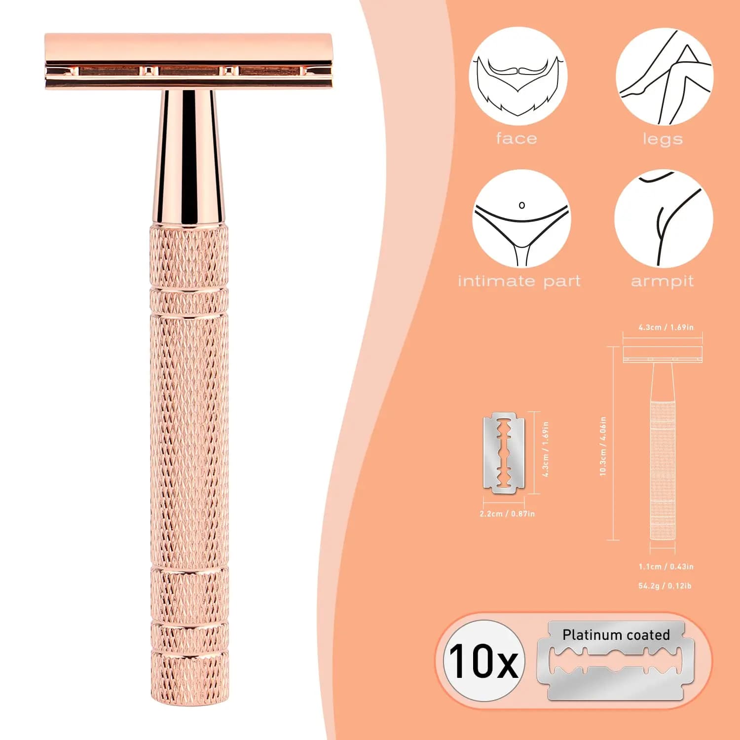 double edge safety razor with ten blades — image 2
