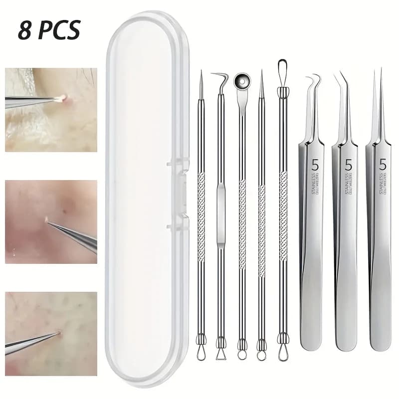 stainless steel blackhead remover kit with 8 tools — image 6