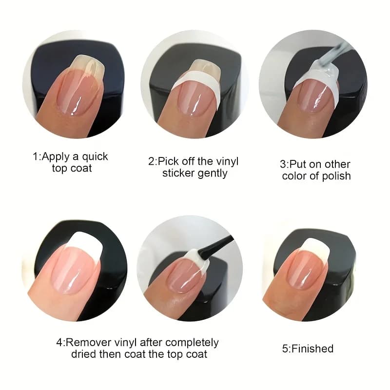 white self-adhesive French nail art stickers — image 2