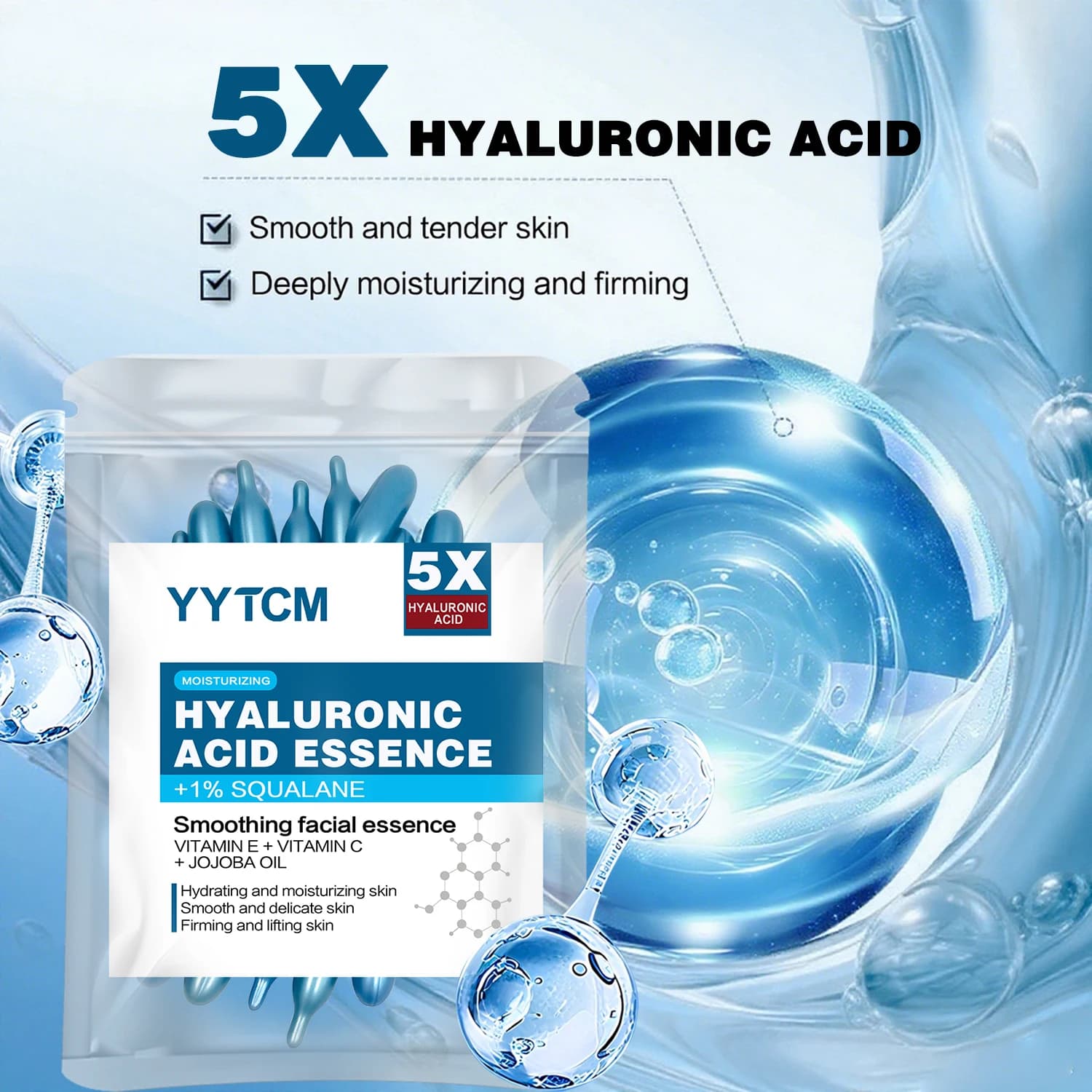Hyaluronic acid moisturizing capsule essence bottle with capsules — image 4