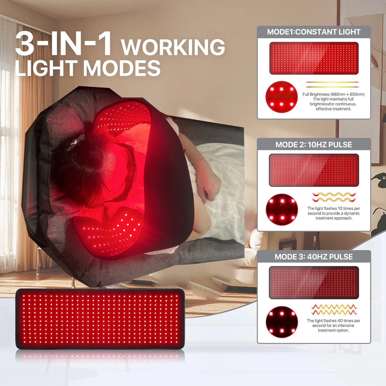 Red and infrared therapy belt wearable heating pad — image 6