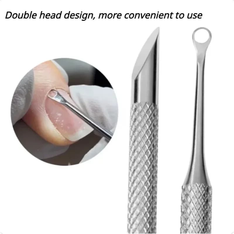 Stainless Steel Double‑Ended Nail Cuticle Pusher & Remover