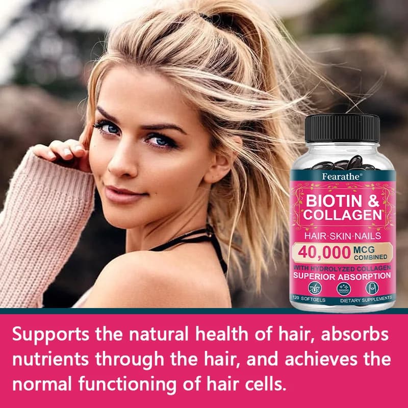 bottle of biotin collagen supplement for hair, skin and nails — image 5