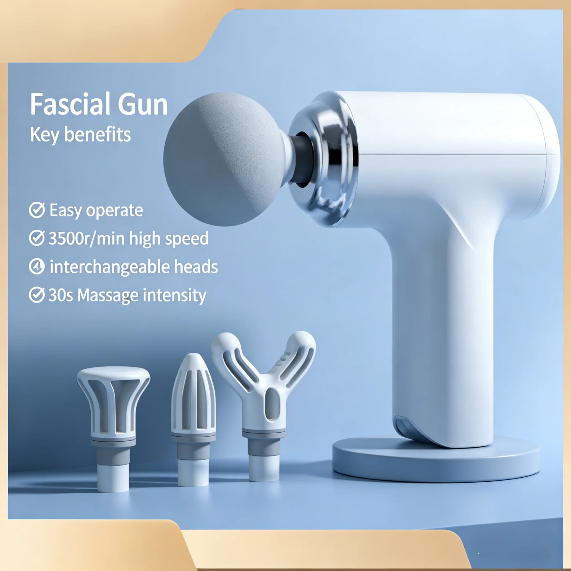 portable massage gun with interchangeable heads and LED display — image 3