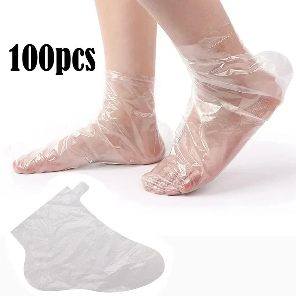 Disposable foot moisturizing socks in transparent bag — image 1