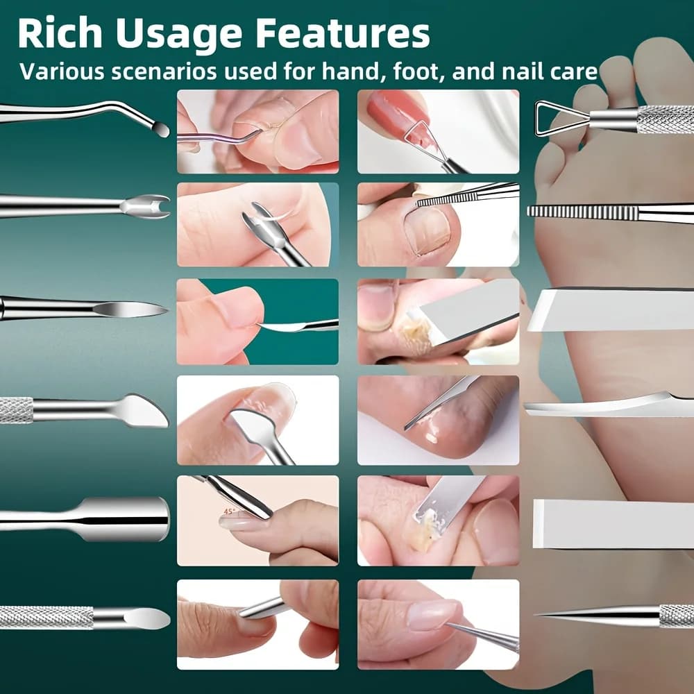 10‑piece stainless steel pedicure tool set with travel case — image 6