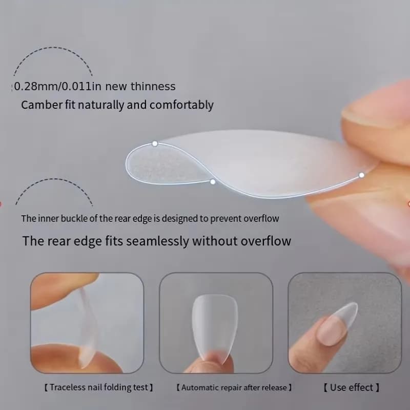 Box of 330 short almond matte gel nail tips — image 3