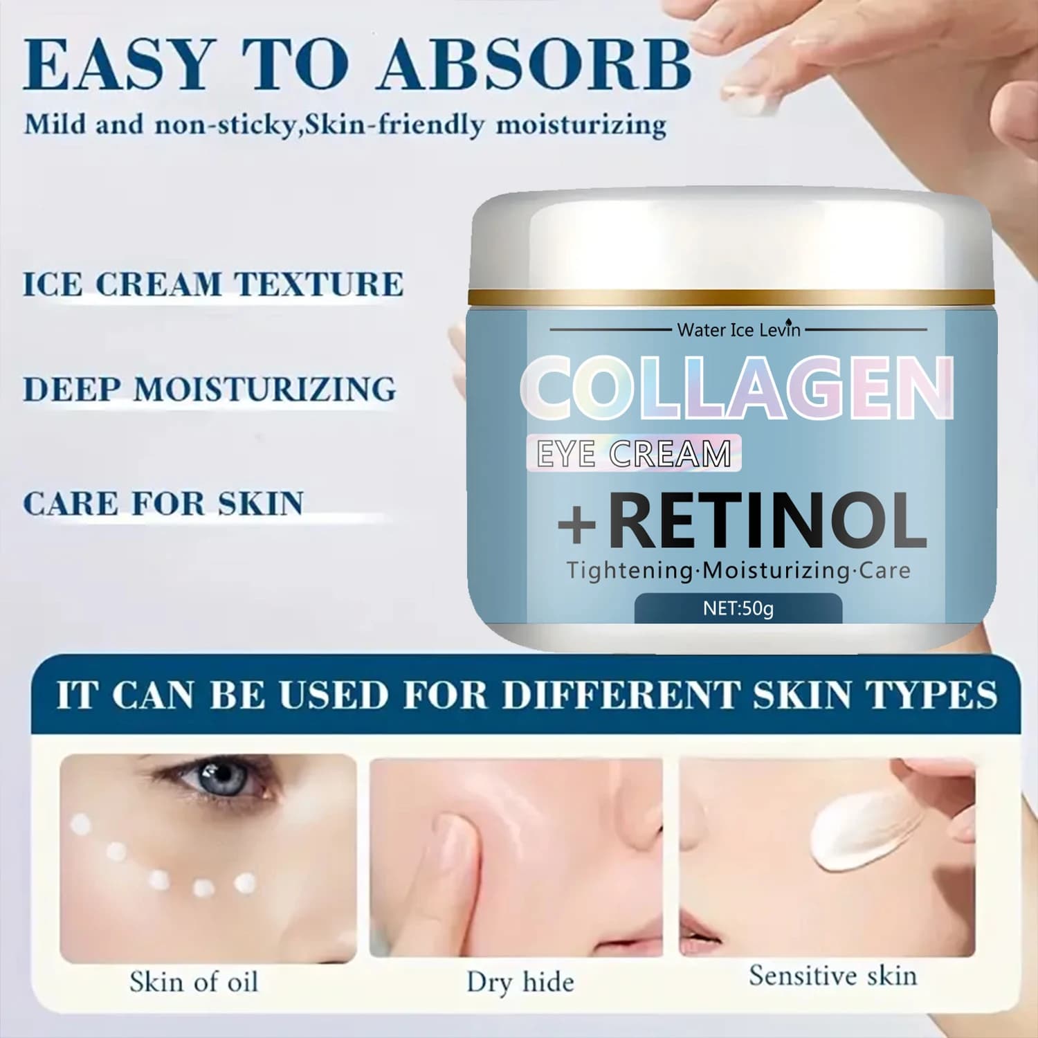 Levin collagen and retinol eye cream in a jar — image 3