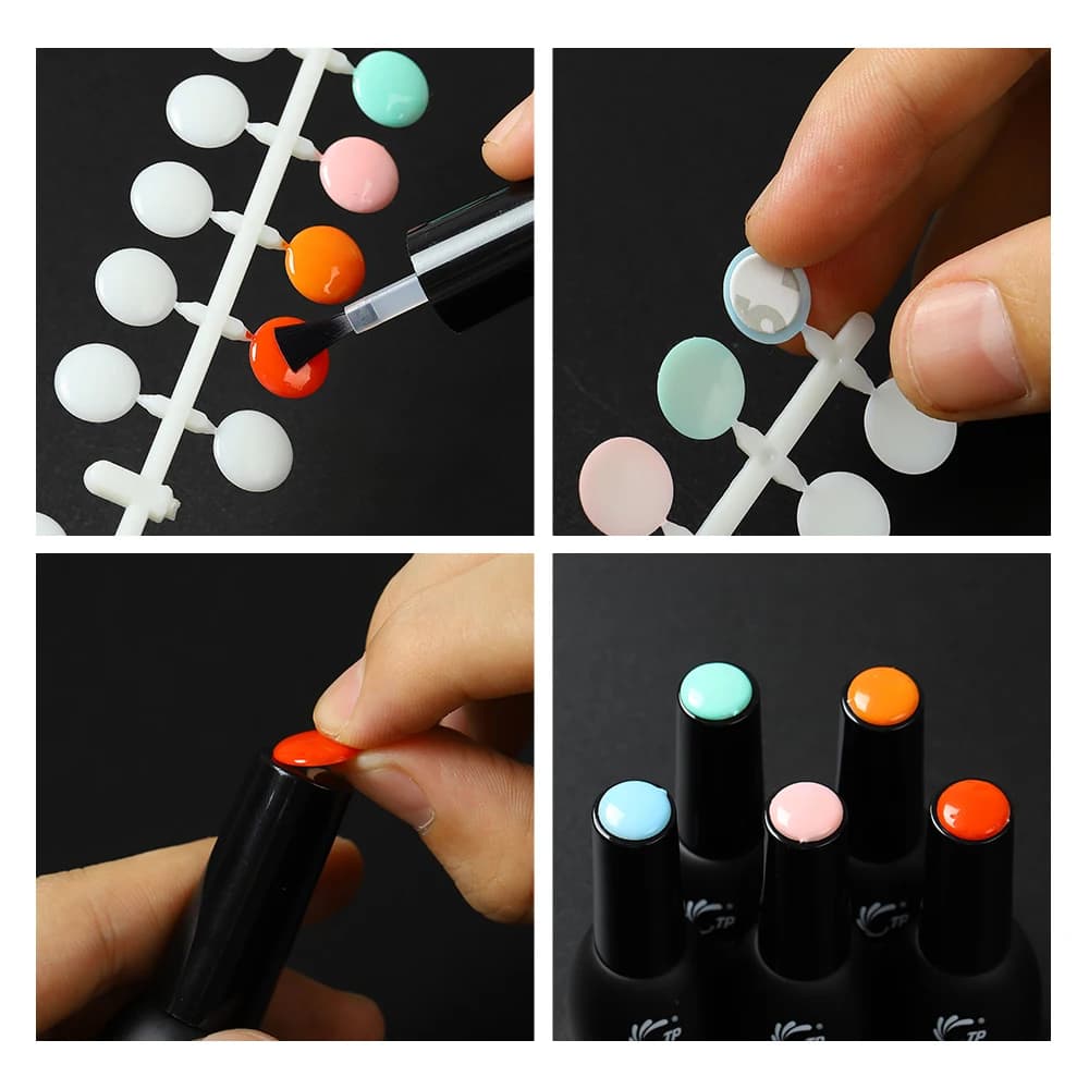 clear nail polish display table with polka dot stickers — image 4