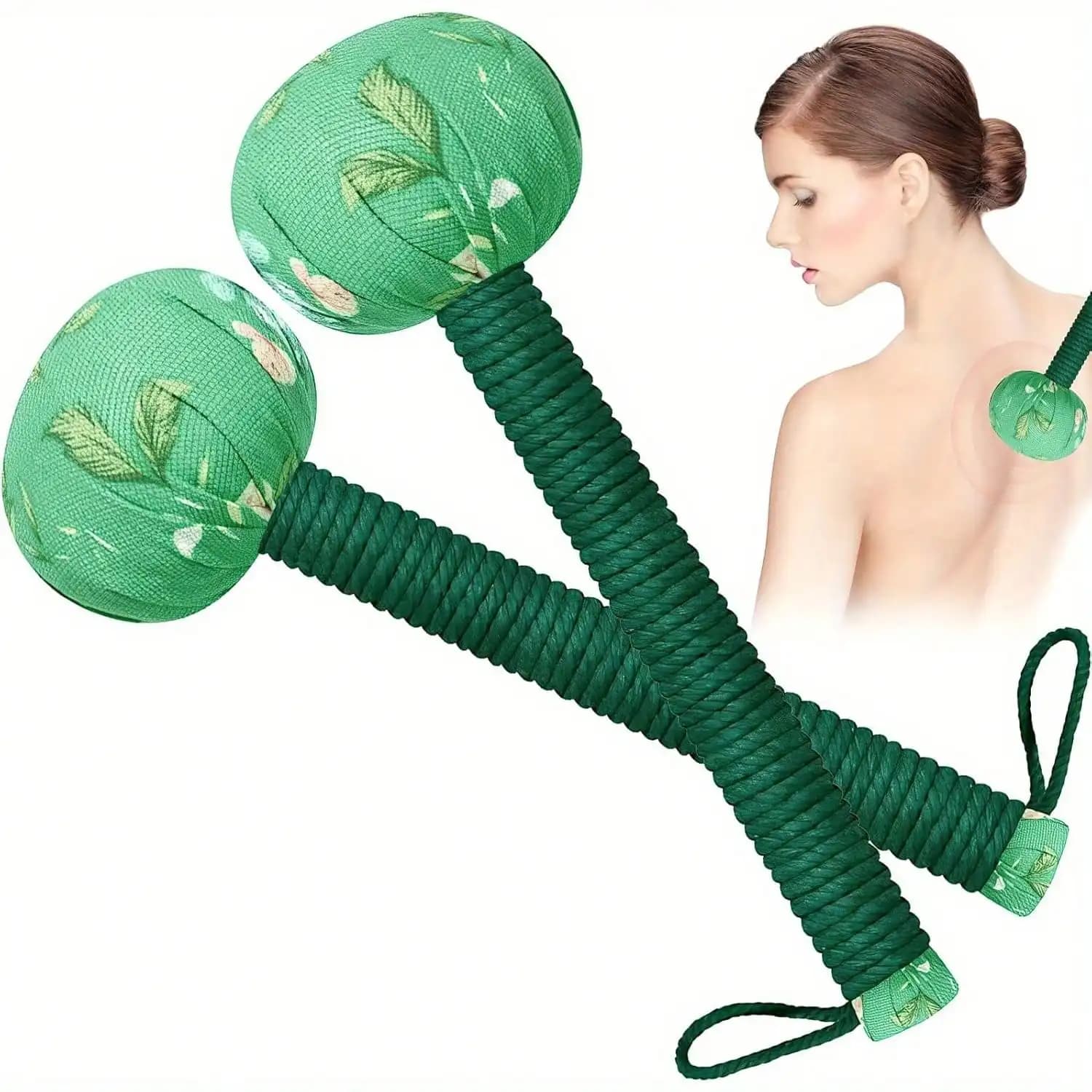 Long-Handled Wormwood Massage Hammer for Lymphatic Drainage