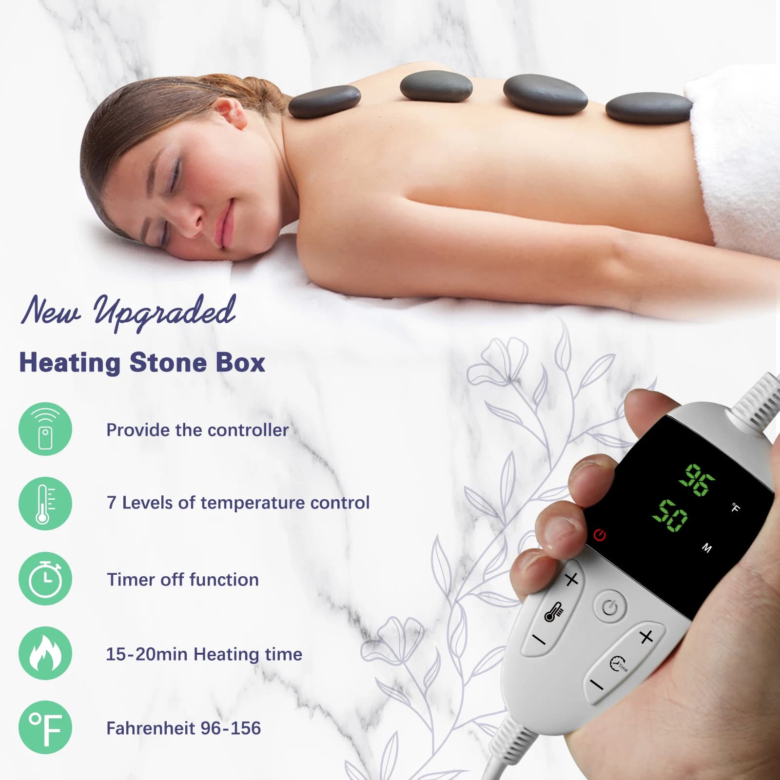 Adjustable hot stone massage set with heater — image 5