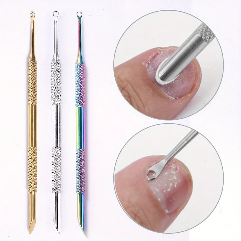 stainless steel double-headed nail pusher for cuticle removal — image 1