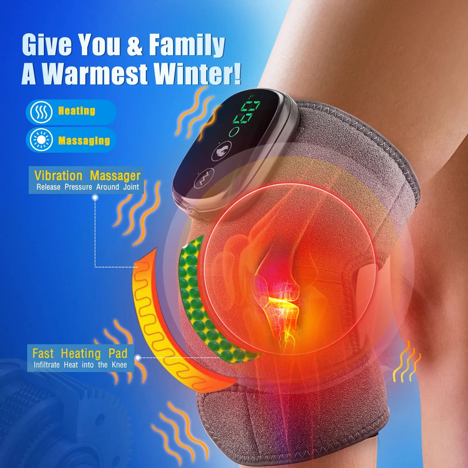 heated vibrating knee massage pad — image 4