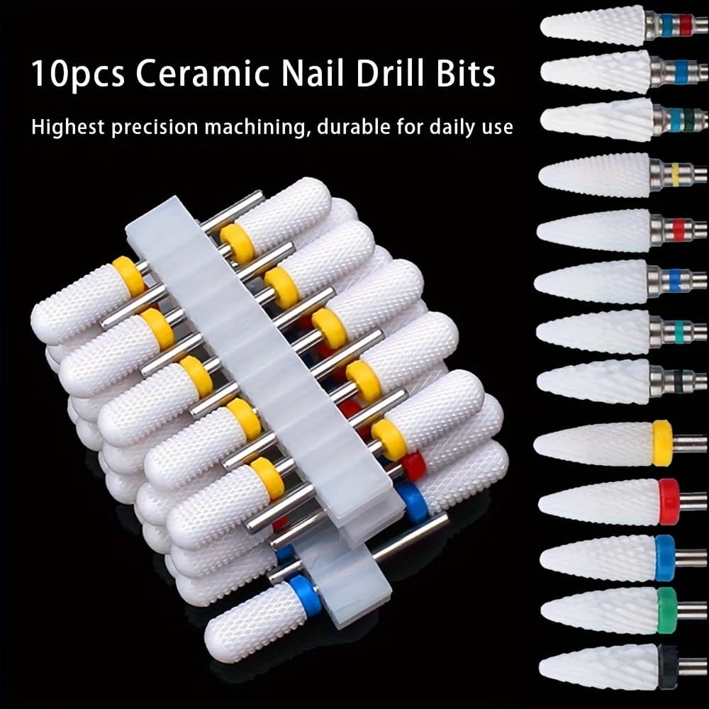 Set of 10 ceramic nail drill bits — image 3