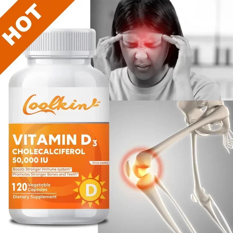 Vitamin D3 50,000 IU vegetarian capsules bottle — image 1