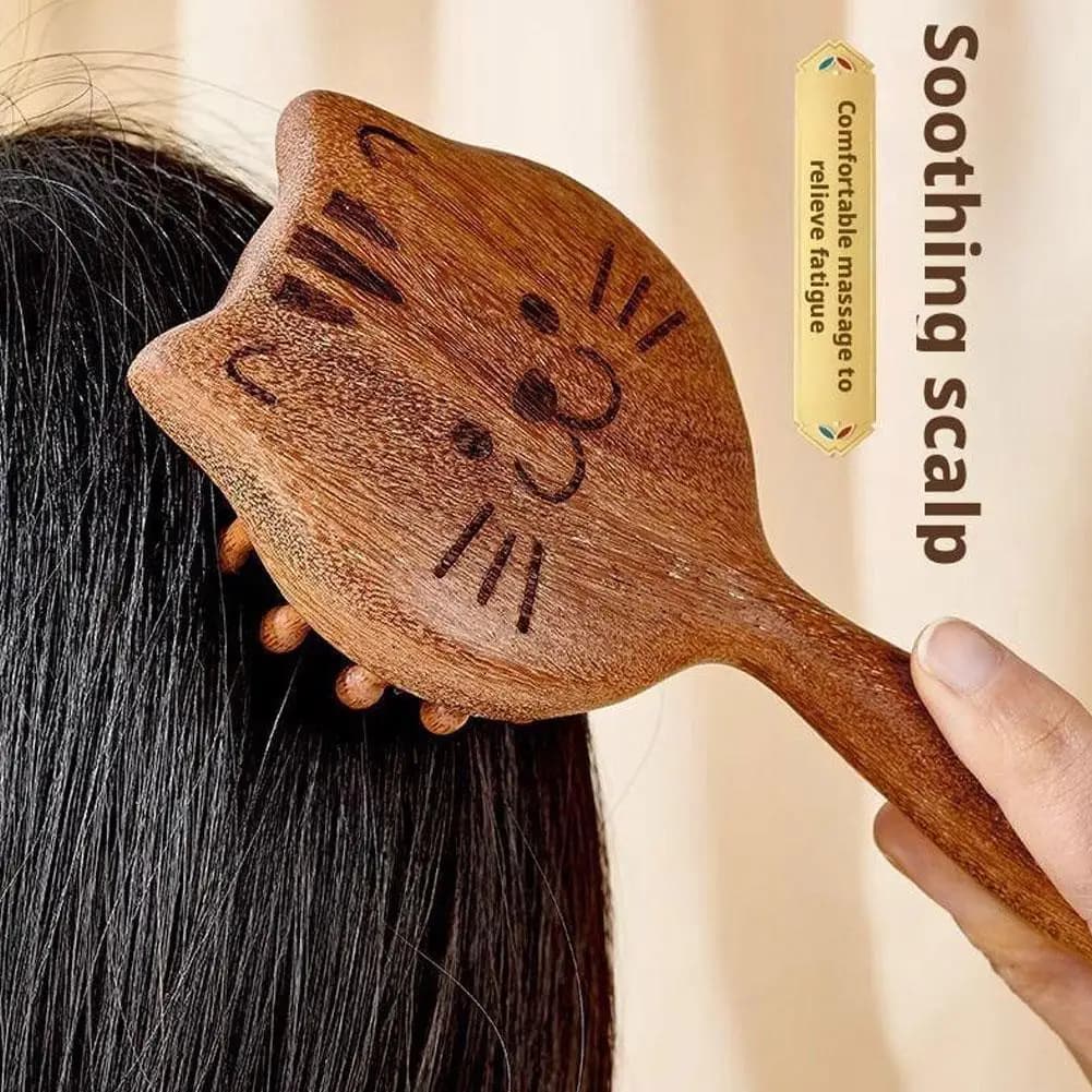 Sandalwood scalp massage comb with coarse teeth — image 5