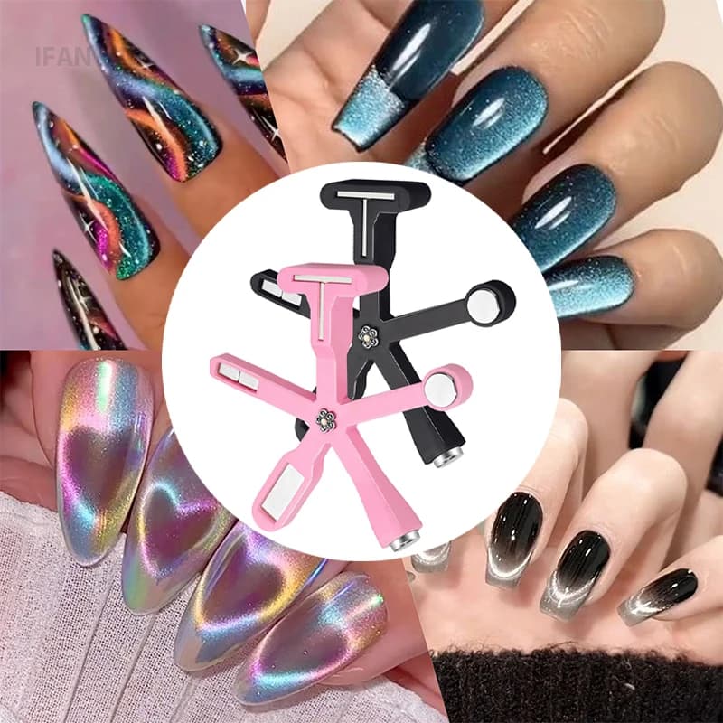 heart-shaped magnetic nail accessory with cat eye effect and side light — image 5