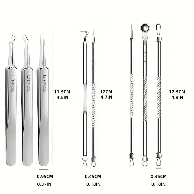 stainless steel blackhead remover kit with 8 tools — image 3