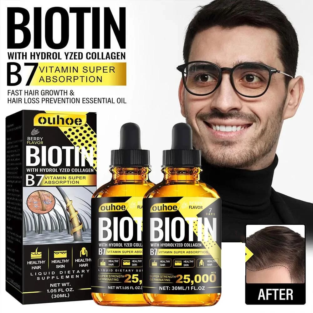 Collagen and vitamin B7 hair growth essential oil bottle — image 1