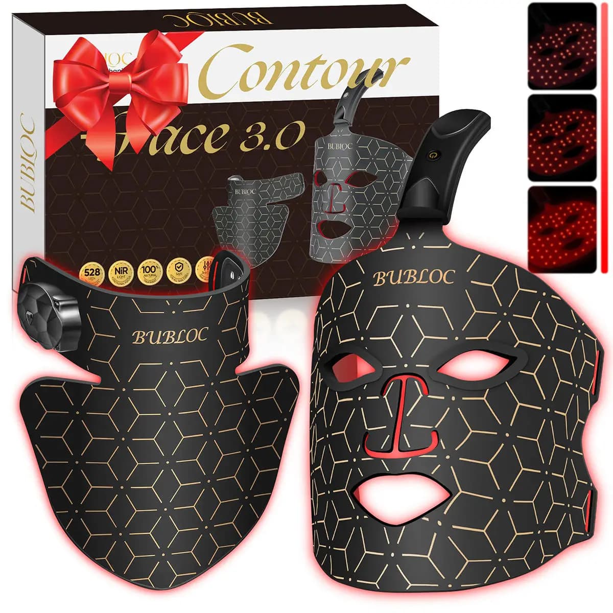 LED facial and neck mask with red and near‑infrared light