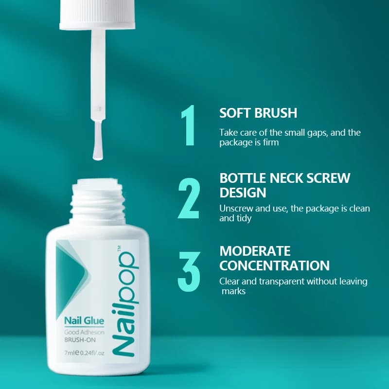 glitter nail glue bottle with brush cap — image 3
