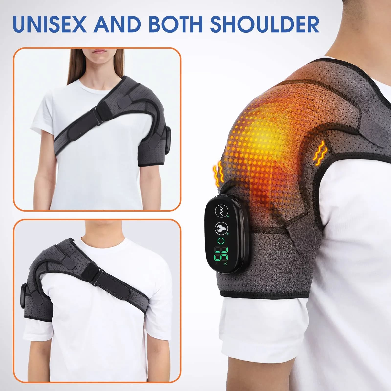 Heated Shoulder Massage Belt with Adjustable Support