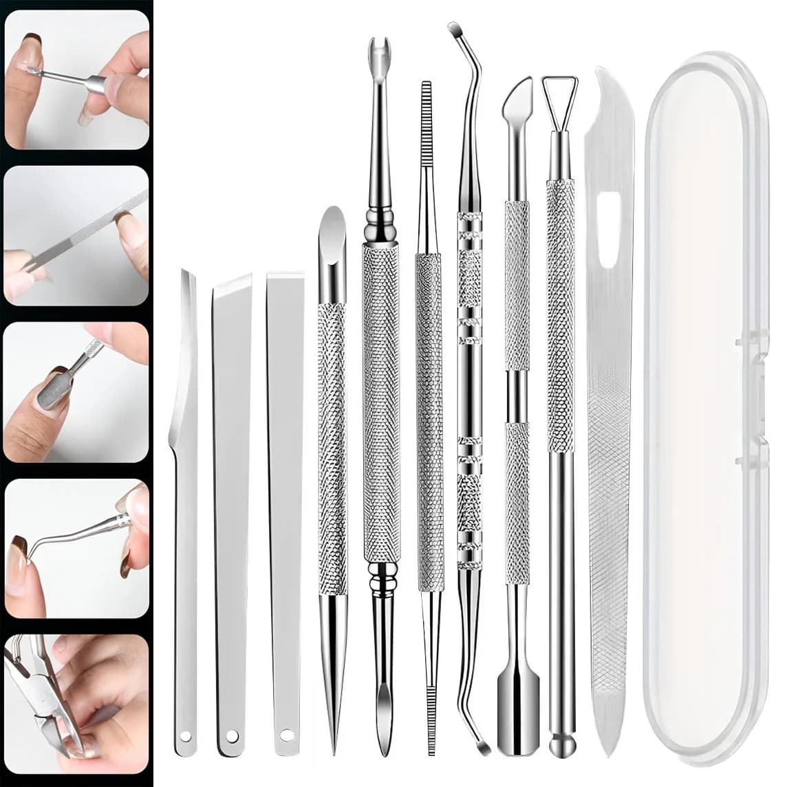 10‑piece stainless steel pedicure tool set with travel case — image 2