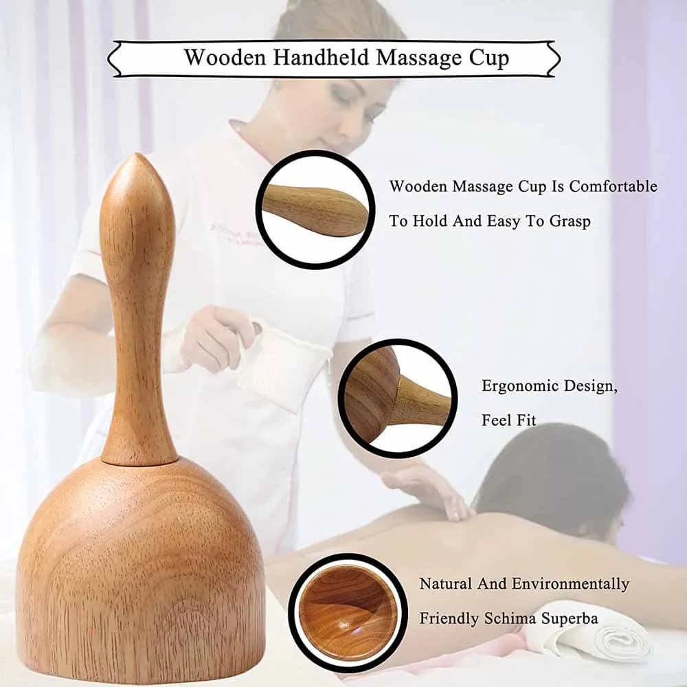 Wooden handheld massage cup for lymphatic drainage — image 3
