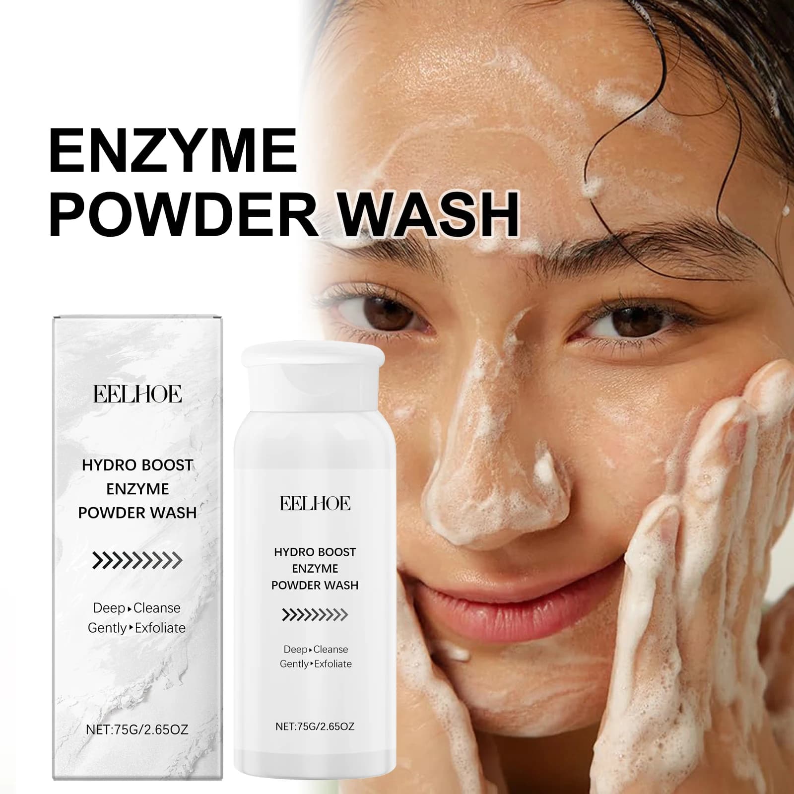 Gentle enzyme face wash powder in a white jar — image 1