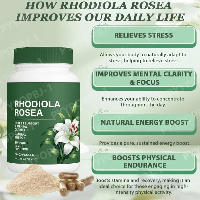 Rhodiola Rosea 500 mg capsules bottle — image 2