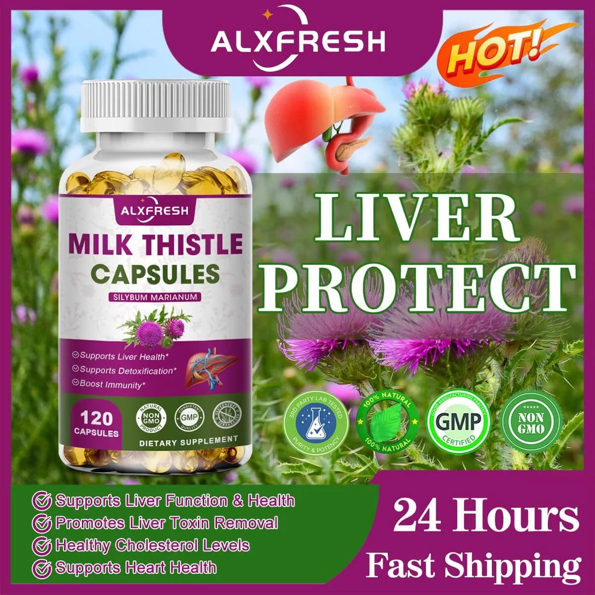 Bottle of milk thistle extract supplement — image 1