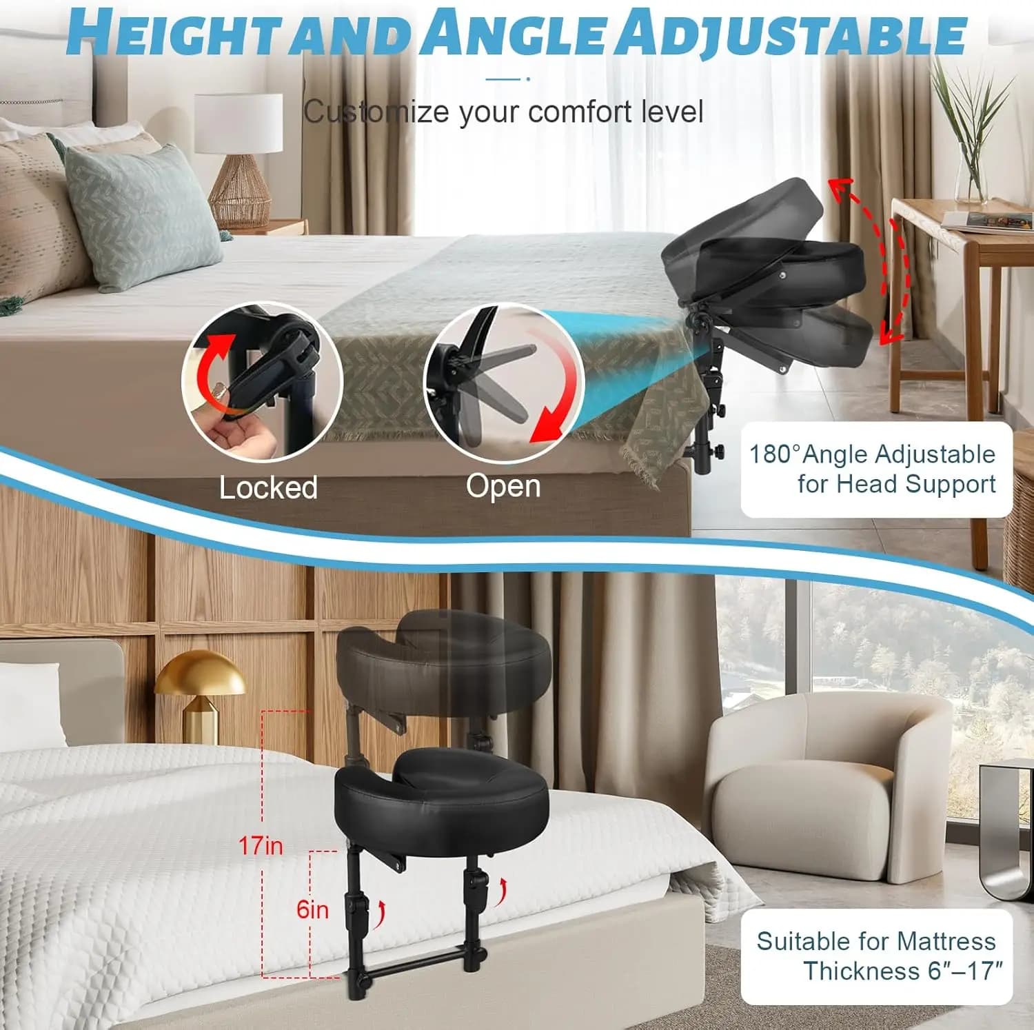 adjustable massage headrest pillow for bed — image 4