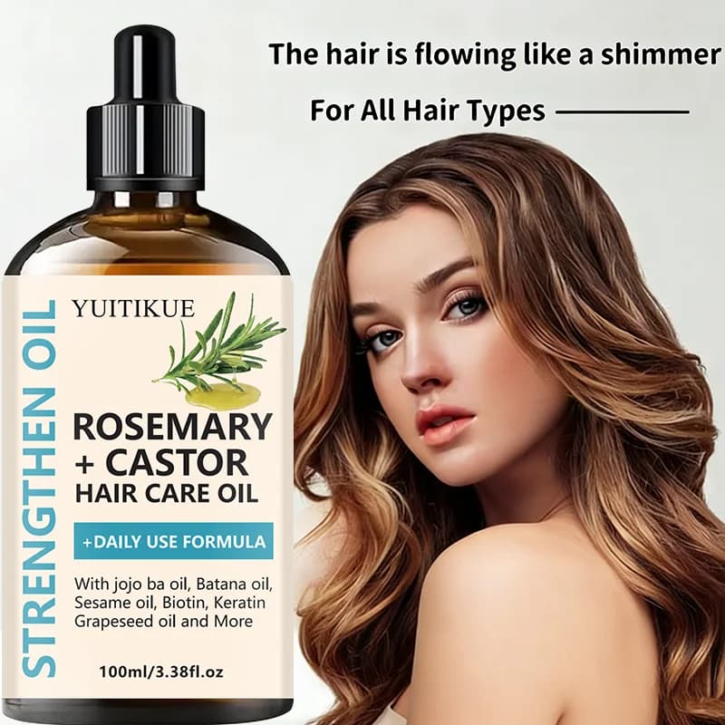 bottle of rosemary and castor strengthening hair oil — image 4