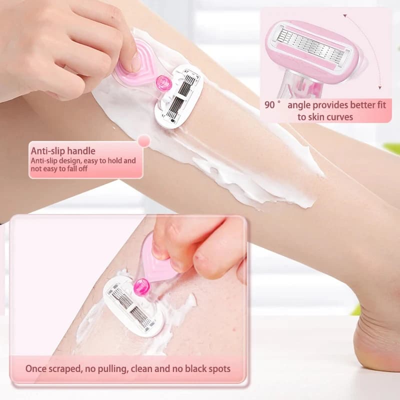 portable women's travel razor with protective net blade — image 2