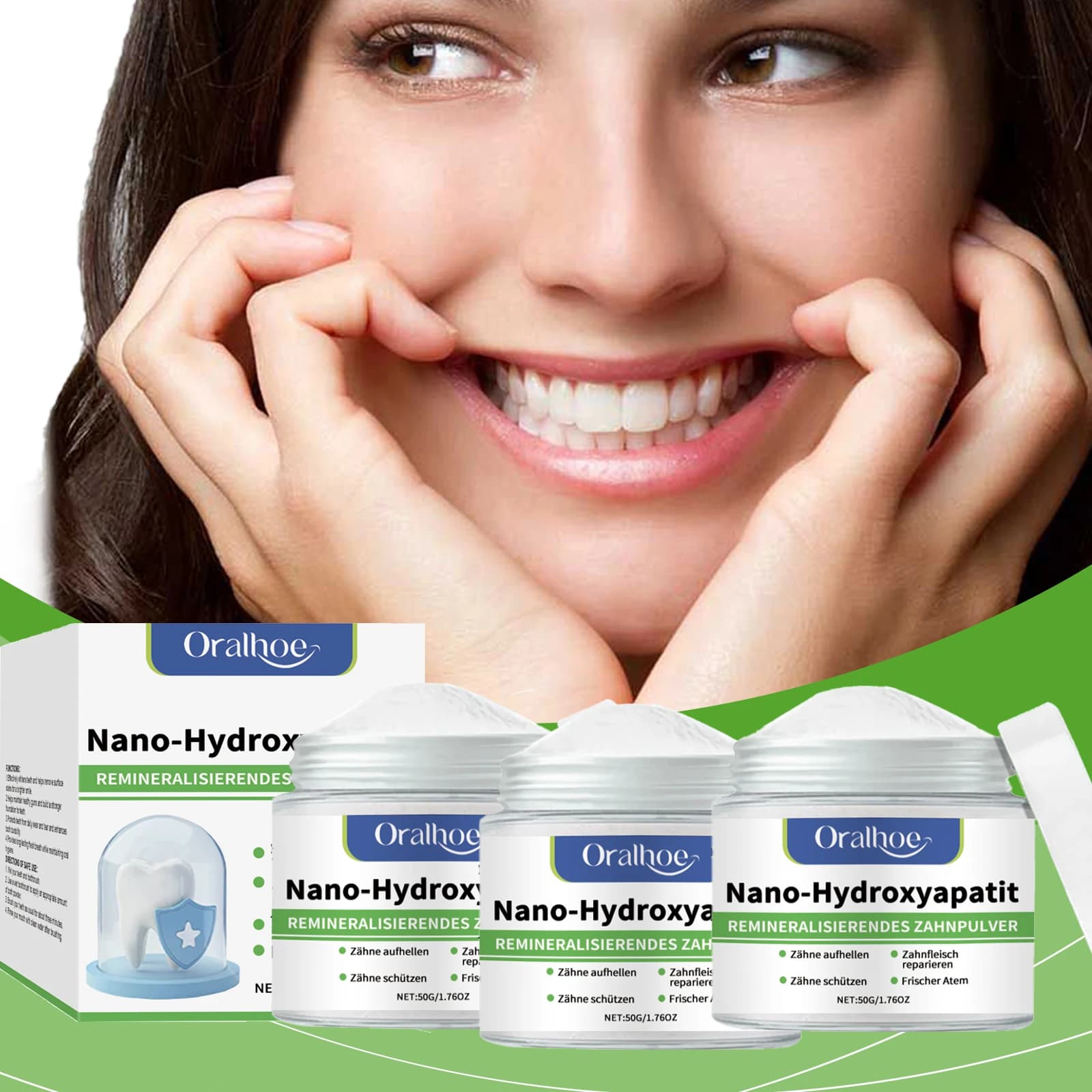 hydroxyapatite teeth whitening powder in a jar — image 1