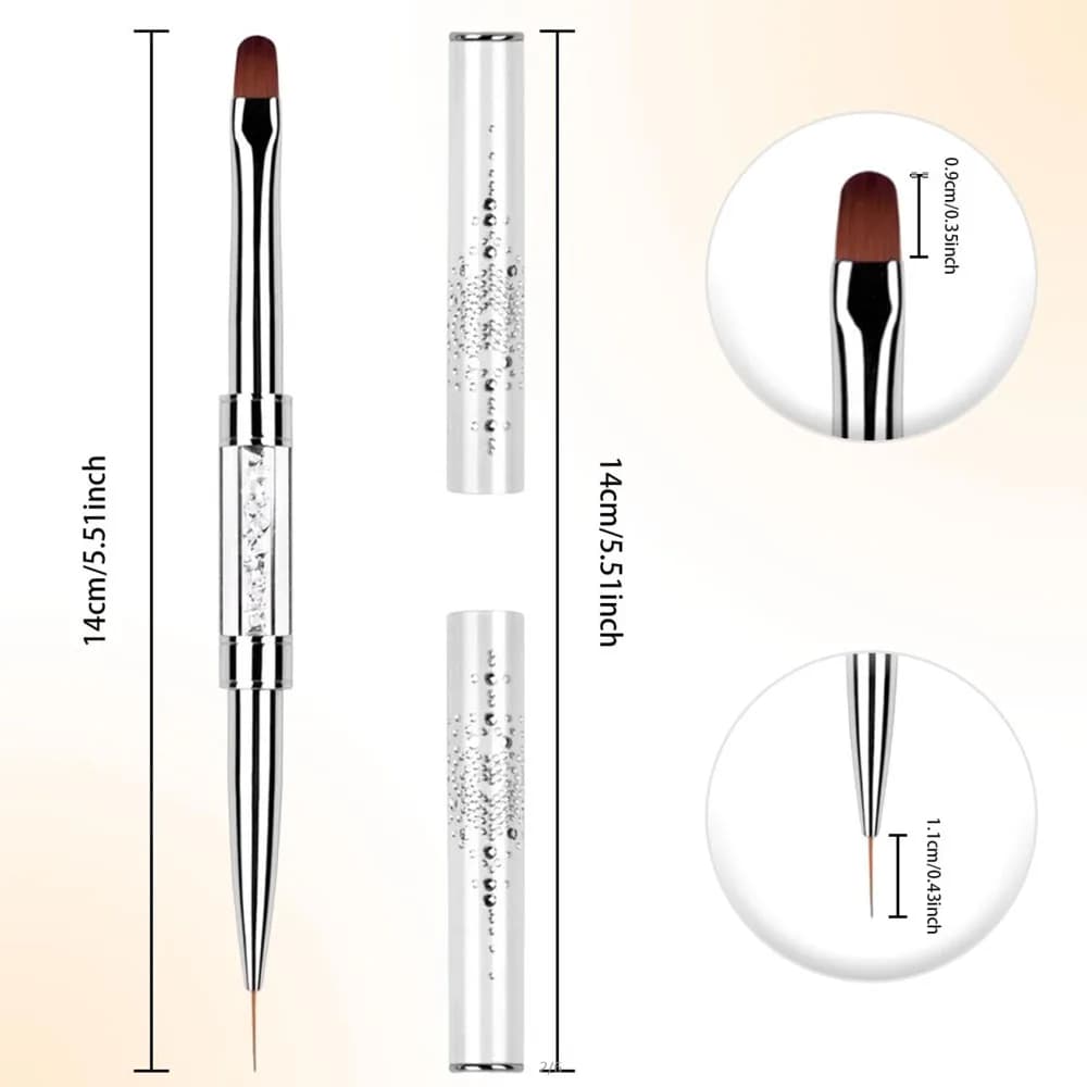 dual-ended gel nail art brush with rhinestone handle — image 6