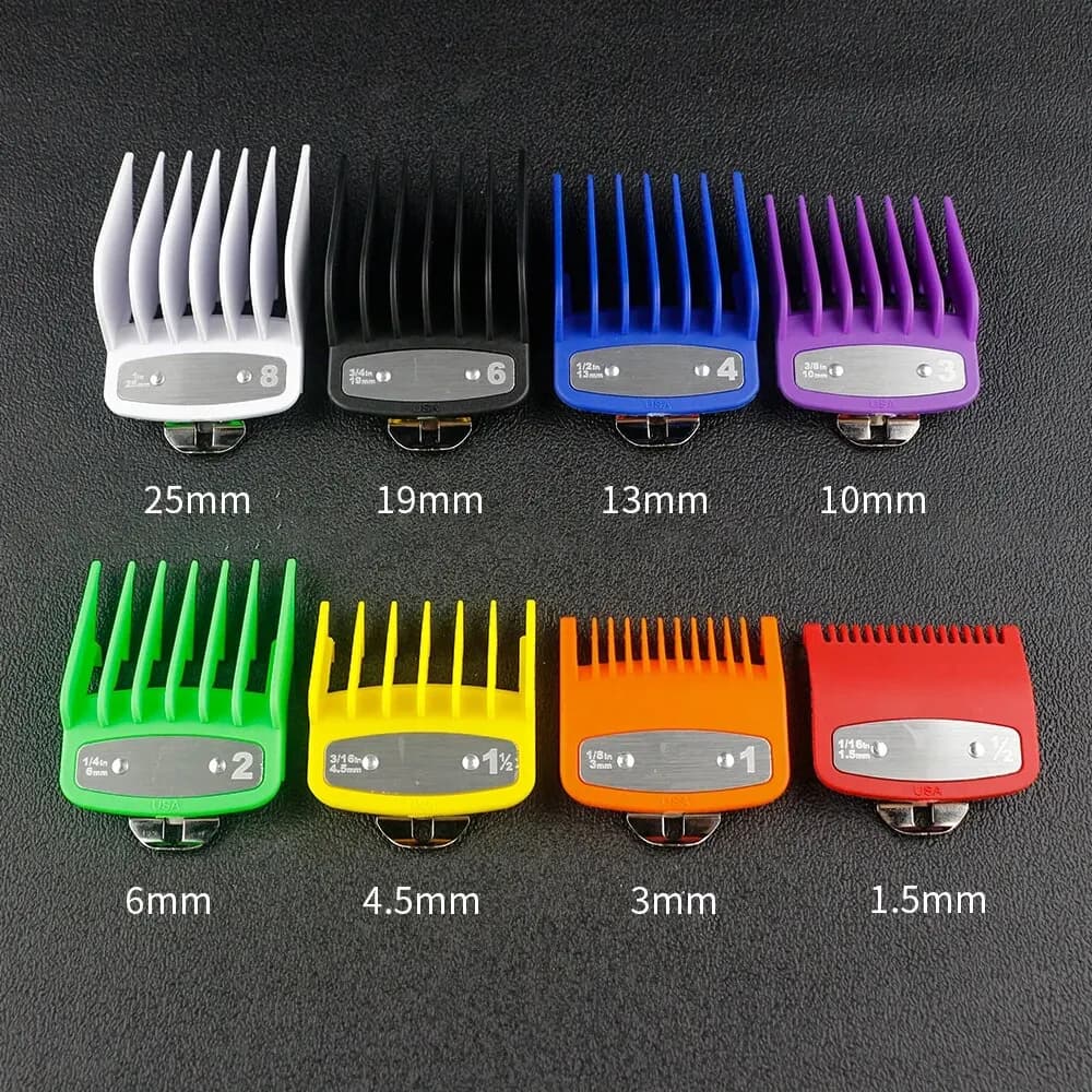 Set of eight hair clipper guide combs for Wahl trimmer — image 4