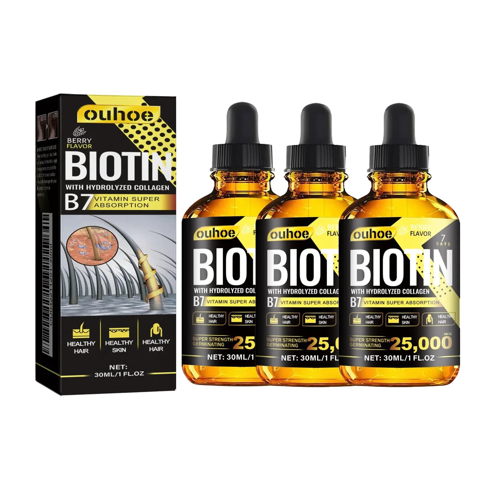 Collagen and vitamin B7 hair growth essential oil bottle — image 7