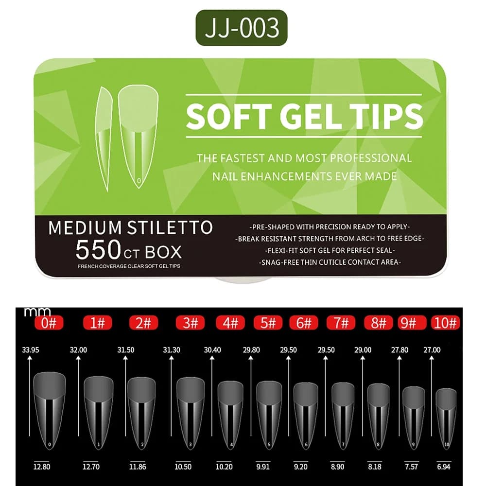 soft gel nail tips medium short almond coffin pack of 550 — image 7